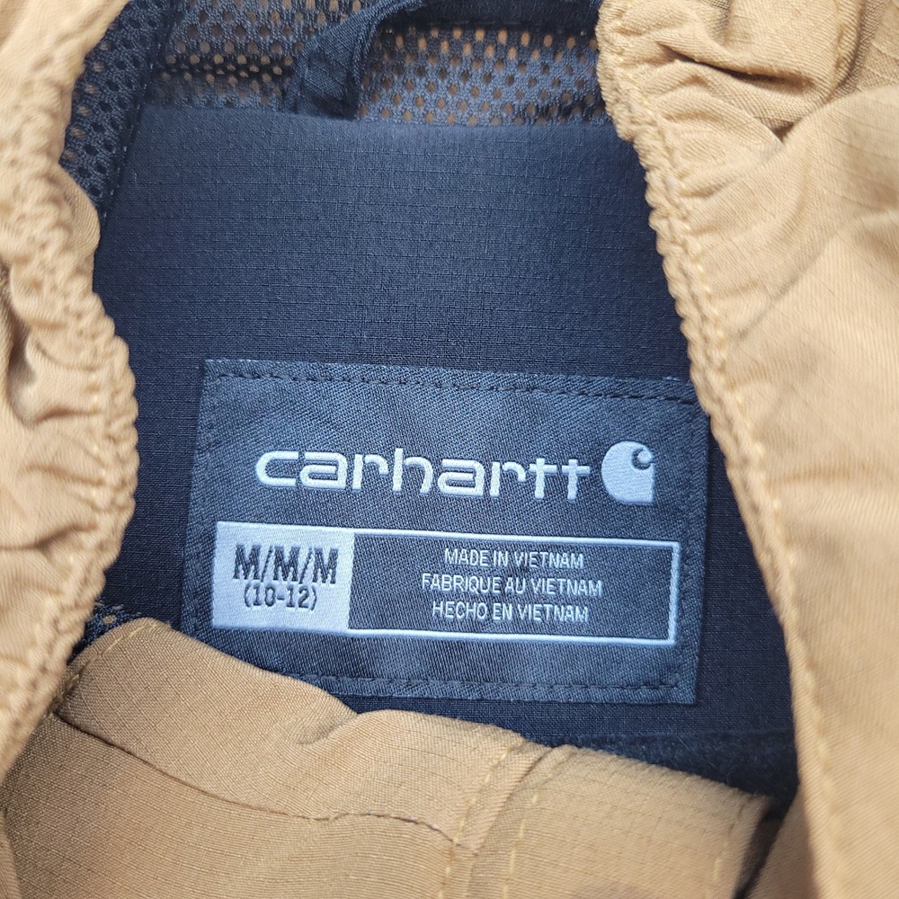 Carhartt Anorak Jacket Boys Medium Brown Black OJ8572-B Force Hooded Windbreaker - Picture 3 of 8